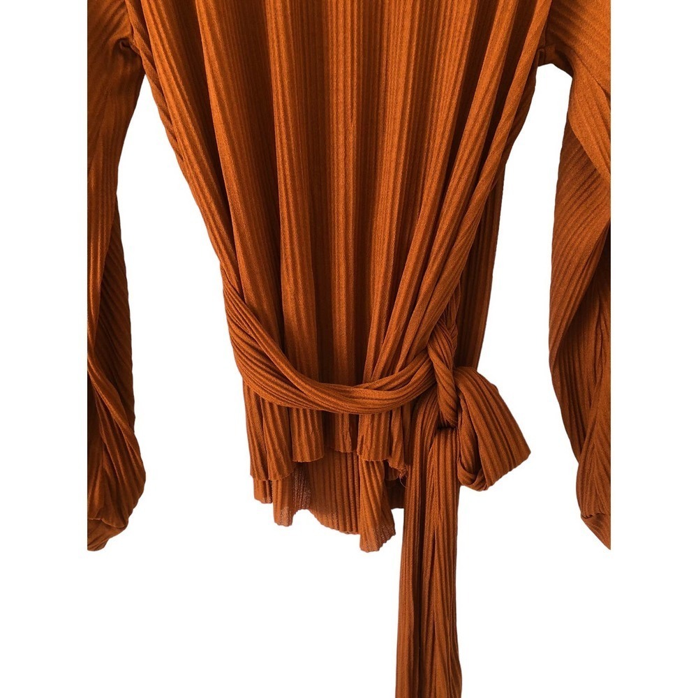 ZARA Basic Scoop V-Neck Wrap Blouse with Waist Bow Tie Size M​​​ - Picture 10 of 16